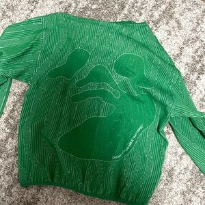 Nike Green Textured Knit Sweater with Ribbed Cuffs